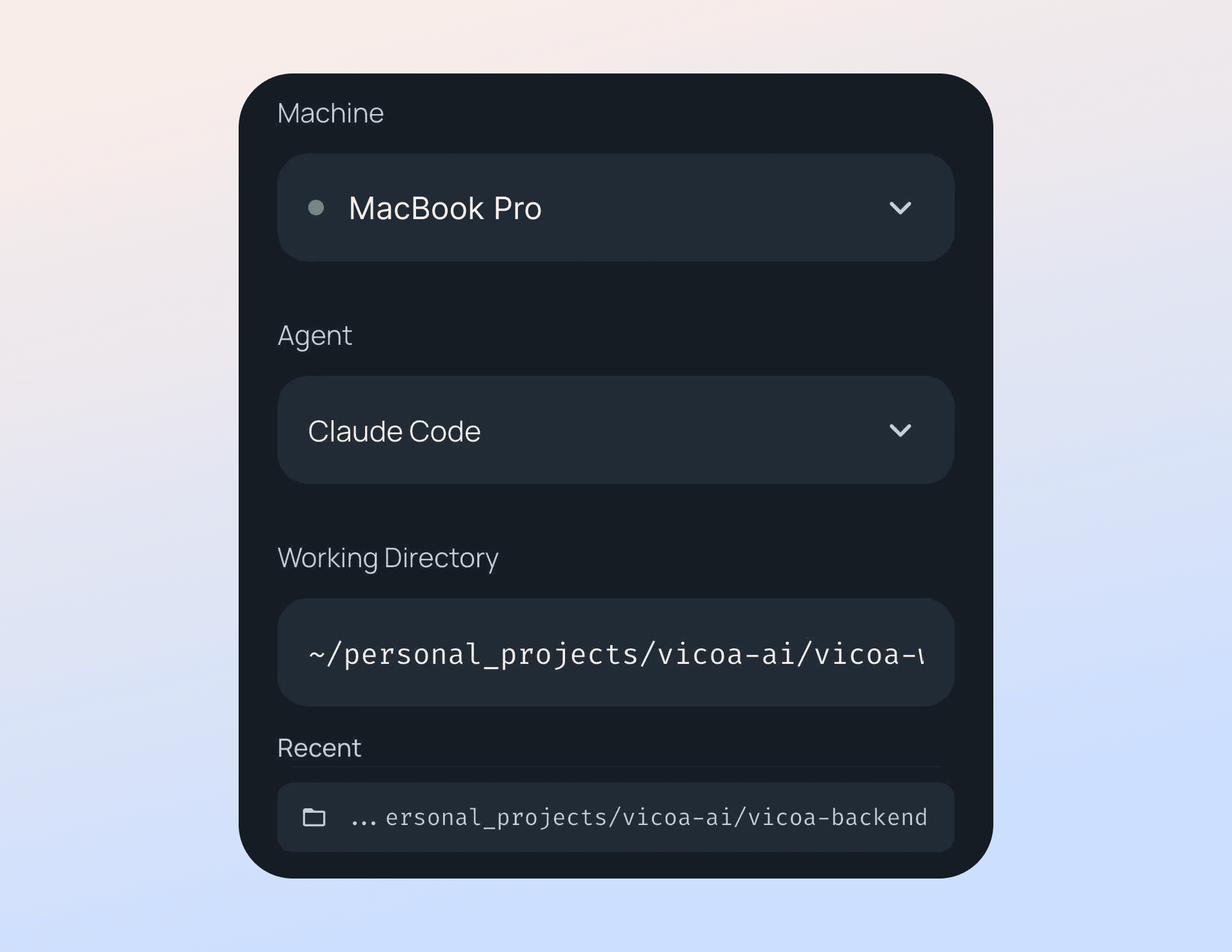 Starting a new coding agent session from the T-Ex LLM mobile app